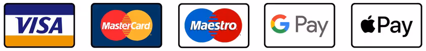 Visa, Mastercard, Apple Pay and Google Pay